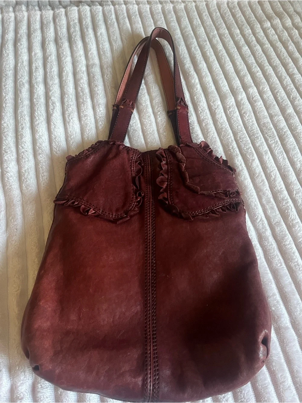 Lucky Brand Vintage Y2K lambskin Wine Red Shoulder Bag Purse Italian Leather